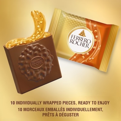 Premium Hazelnut Caramel Milk chocolate squares, 10 Individually Wrapped Chocolates, Great for Sharing or Gifting