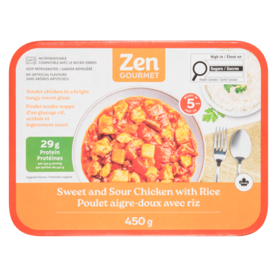  Poulet aigre-doux avec riz 450 g, 2,22 $/100g
