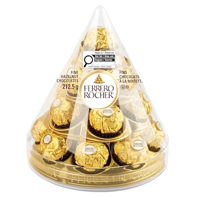 Ferrero Rocher Fine Hazelnut Chocolates, 17-Piece Holiday Cone Gift Box 217 g, $12.44/100g