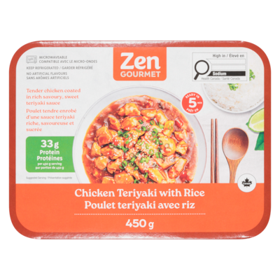 Poulet teriyaki avec riz 450 g, 2,22 $/100g