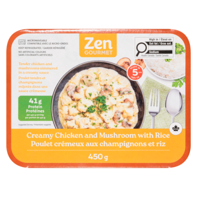 Zen Gourmet Creamy Chicken & Mushroom with Rice 450 g, $2.22/100g