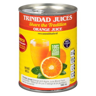 TRINIDAD JUICES Orange And Apple Juice Blend From Concentrate 540 ml, $1.48/100ml