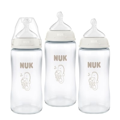 NUK Premier biberon pour bébé , 3+ mois, 240 ml, verre, hippocampe, 3 pièces 3 ea, 10,66 $/1ch