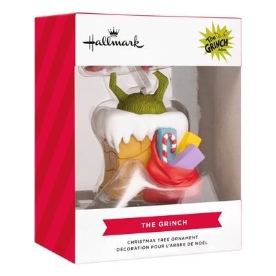 Figurine Le Grinch dans la cheminée en résine