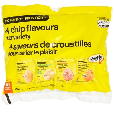 No Name Potato Chips Variety Pack 448 g, $1.78/100g