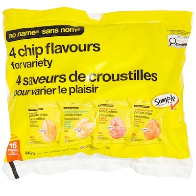 Sans Nom 4 saveurs de croustilles pour varier le plaisir 448 g, 1,78 $/100g