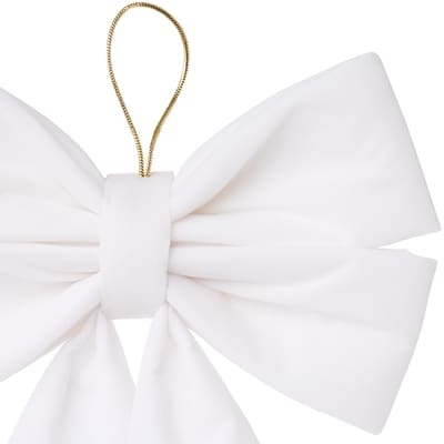 Medium Velvet Holiday Bow - White