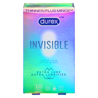 Durex Préservatifs ultra mince extra lubrifiés 10 ea, 1,00 $/1ch