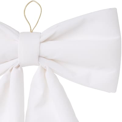 Large Velvet Holiday Bow - Warm White