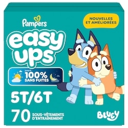Pampers Sous-vêtements d’entraînement pour l’apprentissage de la propreté Easy Ups, taille 7 (5T6T), 70 unités 70 ea, 0,63 $/1ch