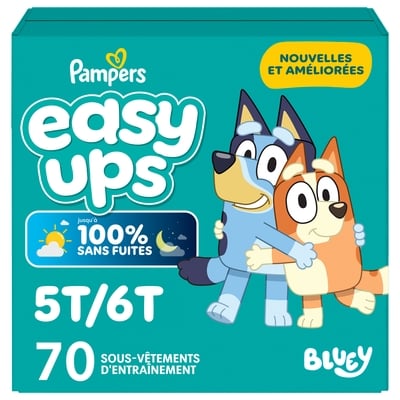 Pampers Sous-vêtements d’entraînement pour l’apprentissage de la propreté Easy Ups, taille 7 (5T6T), 70 unités 70 ea, 0,71 $/1ch