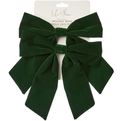 Life at Home Medium Velvet Holiday Bows 2 Pack - Green 1 ea, $5.00/1ea