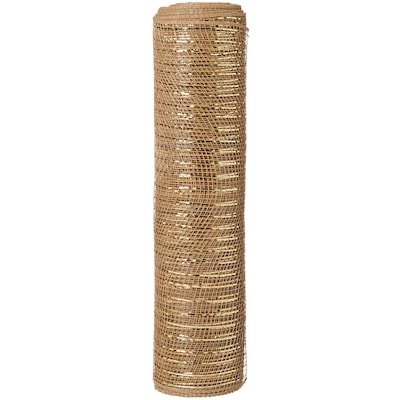 Holiday Ribbon 10 in x 15 ft - Gold Mesh