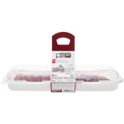 le Choix du Président Côtes de dos de porc Stampede fuméMC entièrement cuites dans de la sauce barbecue 500 g, 3,00 $/100g