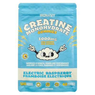 Iron Ivy Creatine Monohydrate Gummies Electric Raspberry 120 ea, $0.37/1ea