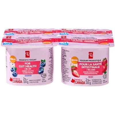 Yogourt probiotique sans lactose aux fraises et aux bleuets