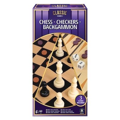 Merchant Ambassador Jeux 3-en-1 échecs, dames et backgammon 1 ea, 10,00 $/1ch