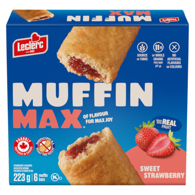 Leclerc Muffin Bars Strawberry 223 g, $2.01/100g