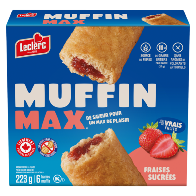 Leclerc Barres muffin fraises 223 g, 1,92 $/100g
