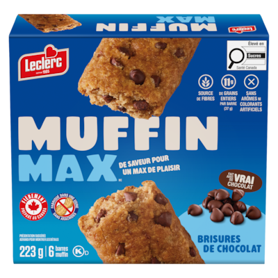 Leclerc Barres muffin brisures de chocolat 223 g, 2,01 $/100g
