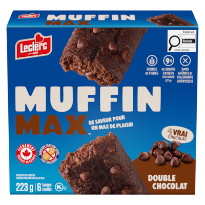 Leclerc Barres muffin double chocolat 223 g, 2,01 $/100g