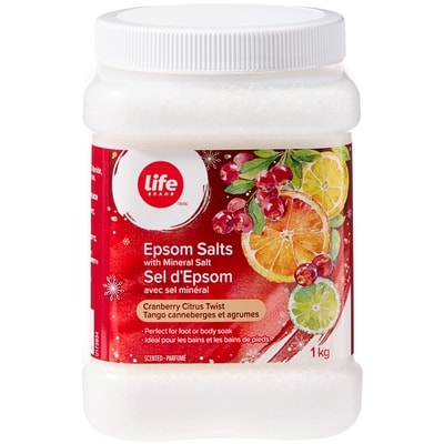 Life Sel d’Epsom avec sel minéral, tango de canneberges et agrumes 1 kg, 0,70 $/100g