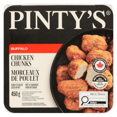 Pinty's Chicken Chunks Buffalo 450 g, $2.00/100g
