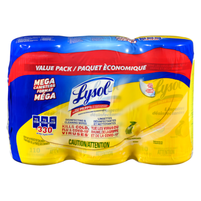 Lysol Lingettes désinfectantes agrumes paquet èconomique 3x110.0 ea, 0,08 $/1ch