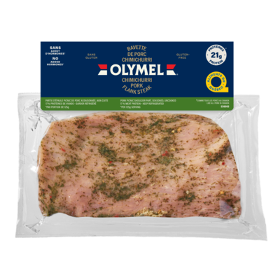 Olymel Chimichurri Pork Flank Steak 350 g, $2.00/100g