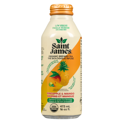 Saint James Flavoured Green Tea Beverage Pineapple & Mango 473 ml, $0.59/100ml