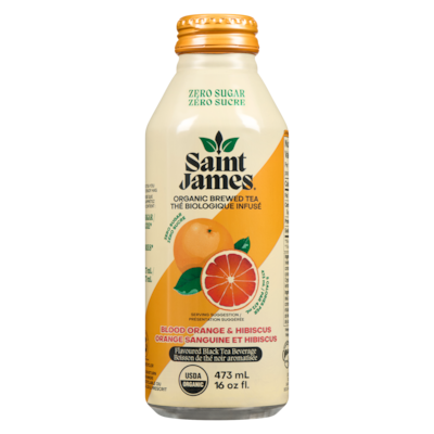 Saint James Flavoured Black Tea Beverage Blood Orange & Hibiscus 473 ml, $0.55/100ml