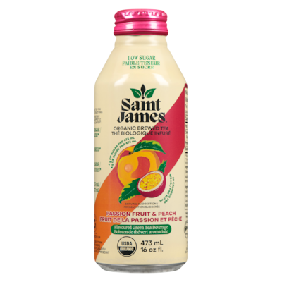 Saint James Flavoured Green Tea Beverage Passion Fruit & Peach 473 ml, $0.59/100ml
