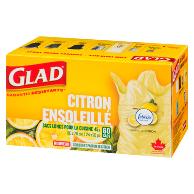 Sacs citron ensoleillé sacs longs pour la cuisine 45 l parfum de citron