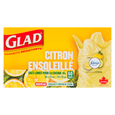 Sacs citron ensoleillé sacs longs pour la cuisine 45 l parfum de citron