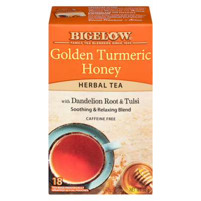 Bigelow Herbal Tea Golden Turmeric Honey With Dandelion Root & Tulsi 1 ea, $6.99/1ea