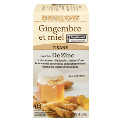 Bigelow Tisane gingembre et miel enrichie de zinc 1 ea, 5,99 $/1ch