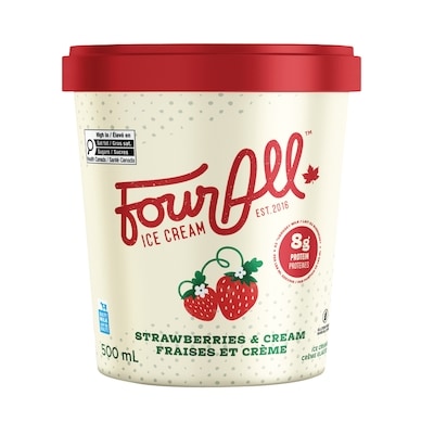 FourAll Ice Cream, Strawberries & Cream 500 ml, $2.00/100ml