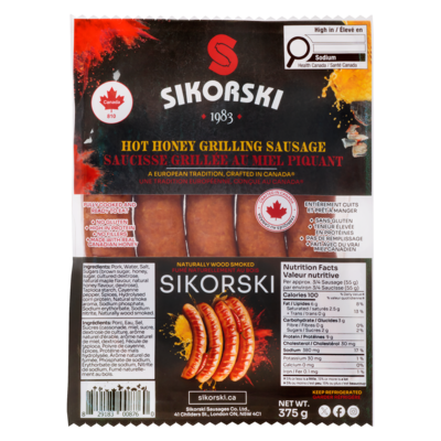 Sikorski Sausages Grilling Sausage, Hot Honey 375 g, $2.00/100g