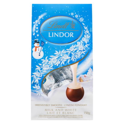Lindt Chocolat au lait fourré d'un onctueux fondant blanc 150 g, 9,33 $/100g