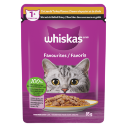 Whiskas Wet Cat Food Pouch, Chicken and Turkey Morsels in Gelled Gravy 85 g, $1.16/100g