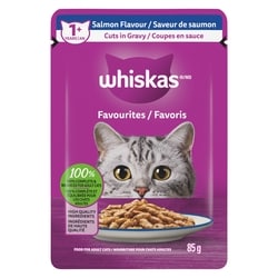 Whiskas FAVOURITES Adult Wet Cat Food Cuts in Gravy Salmon Flavour 85 g, $1.16/100g