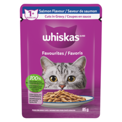 Whiskas Cat Food Pouch, Salmon Flavour Cuts in Gravy 85 g, $1.16/100g