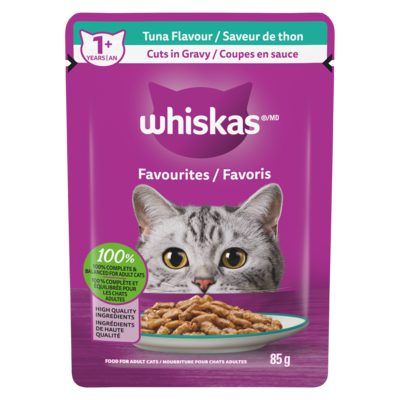 Whiskas Cat Food Pouch, Tuna Flavour Cuts in Gravy 85 g, $0.93/100g