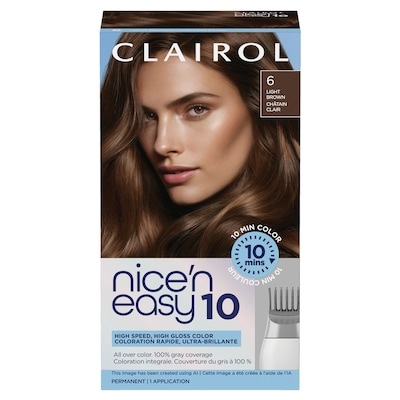 Clairol Nice'N Easy 10 Permanent Hair Dye, 6 Light Brown 1 ea, $11.00/1ea