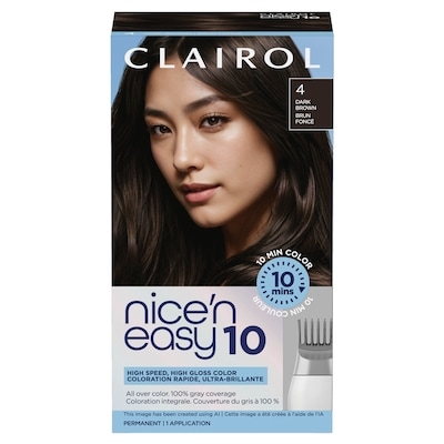 Clairol Nice'N Easy 10 Permanent Hair Dye, 4 Dark Brown 1 ea, $11.00/1ea