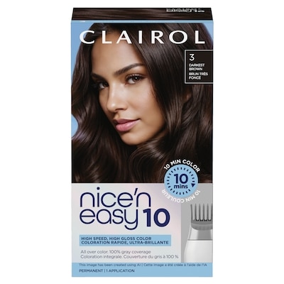 Clairol Nice'N Easy 10 coloration permanente pour cheveux, 3 brun très foncé 1 ea, 11,00 $/1ch