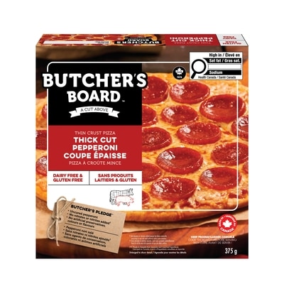 Butcher's Board Thin Crust Pizza Thick Cut Pepperoni 375 g, $3.46/100g