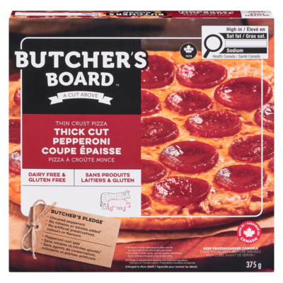 Pizza à croûte mince pepperoni coupe épaisse 375 g, 3,46 $/100g