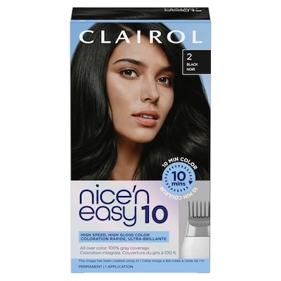 Clairol Nice'N Easy 10 coloration permanente pour cheveux, 2 noir 1 ea, 11,00 $/1ch