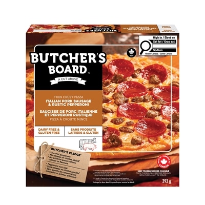 Butcher's Board Thin Crust Pizza Italian Pork Sausage & Rustic Pepperoni 375 g, $3.46/100g